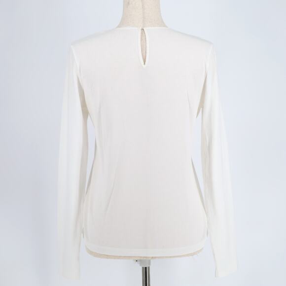 Helmut Lang Women White Knit Embroidery Long Sleeve Top Size S - Picture 4 of 5